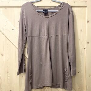 ❤️🙌Noelle Modern Boho Mom Medium Brown Beige Quarter Button Sleeved Midi Dress